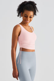 Cropped Tank Tops with Side Drawstring by bornfocus