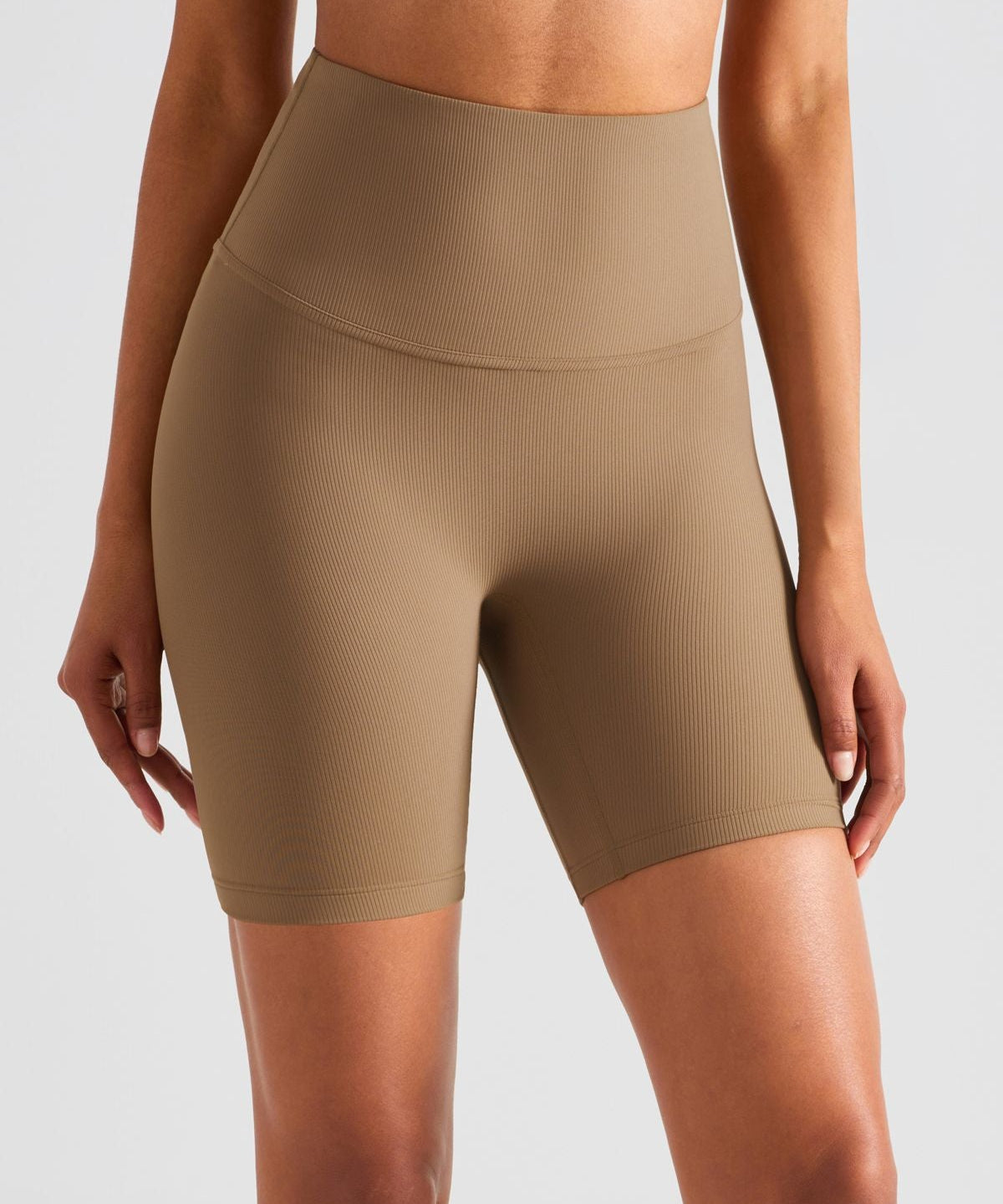 Ribbed High-Rise Seamless Biker Shorts by bornfocus