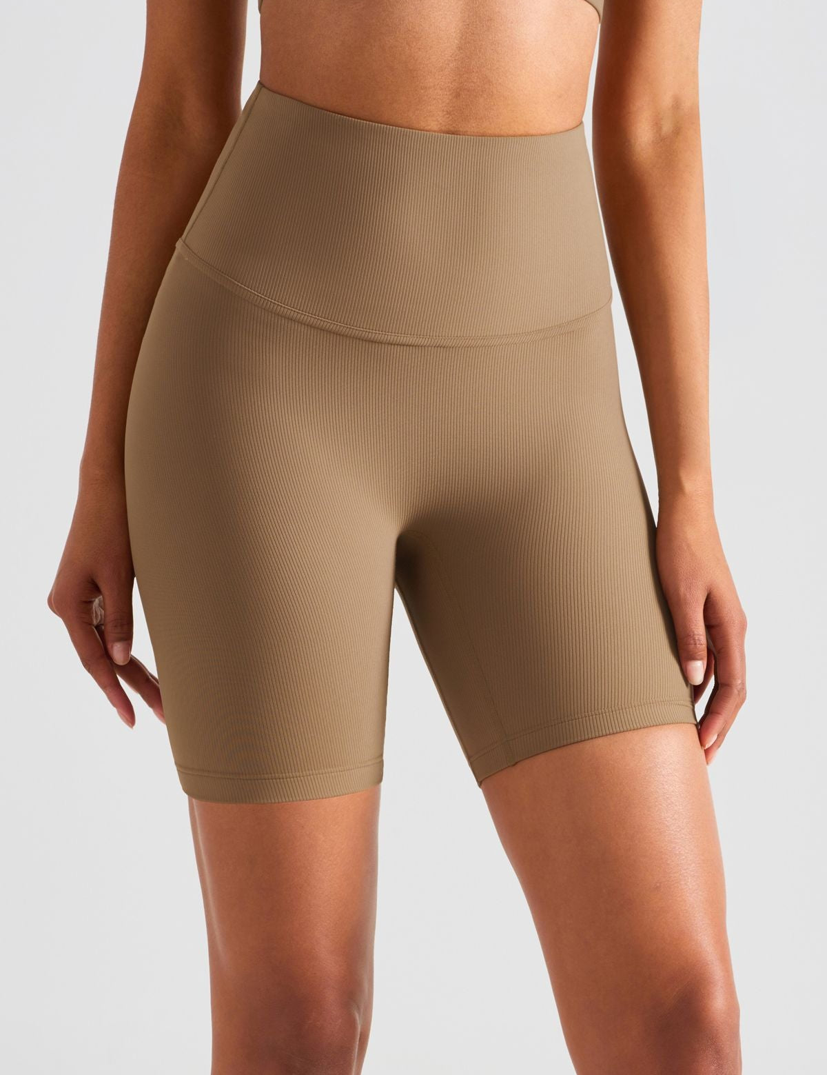 Ribbed High-Rise Seamless Biker Shorts by bornfocus