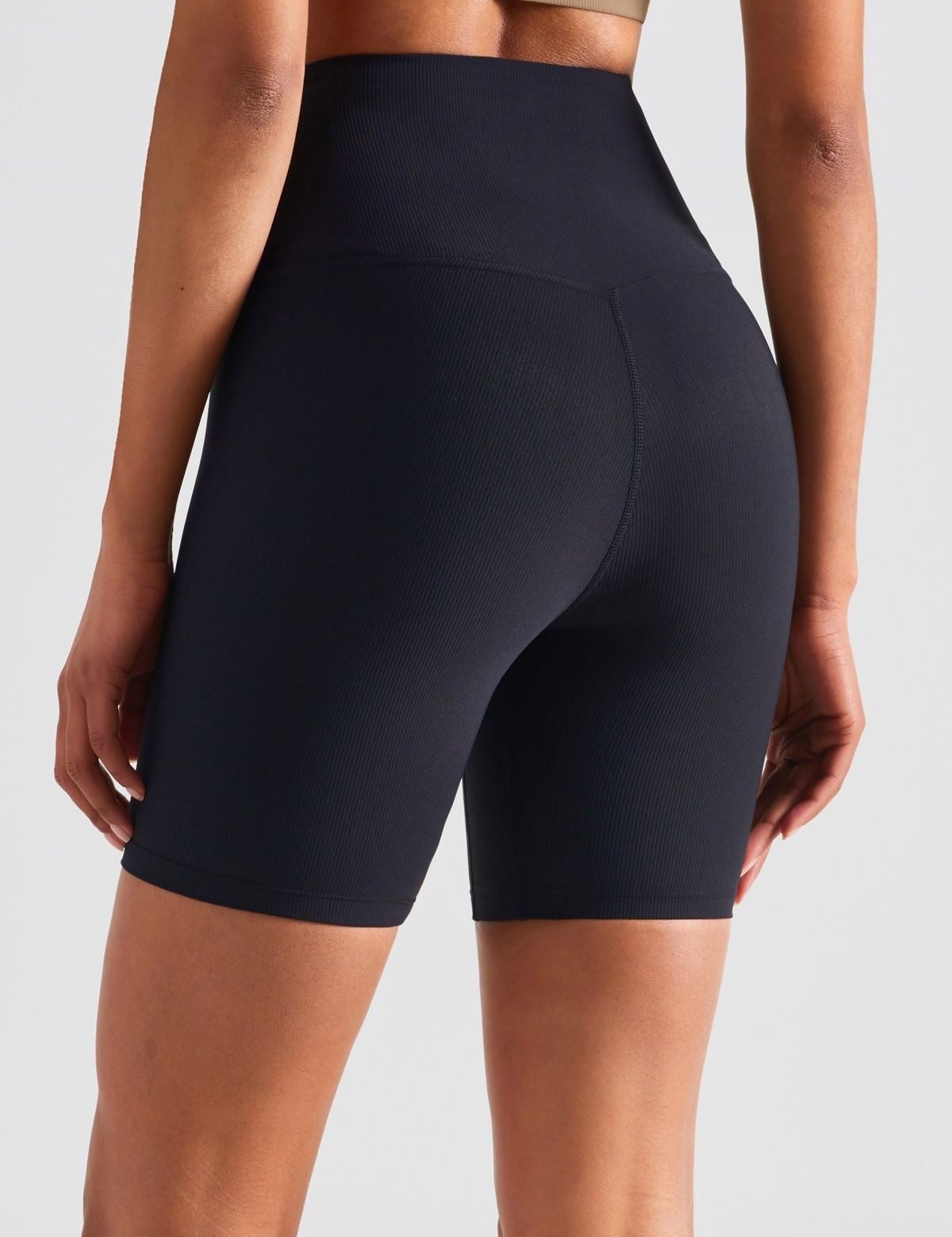 Ribbed High-Rise Seamless Biker Shorts by bornfocus