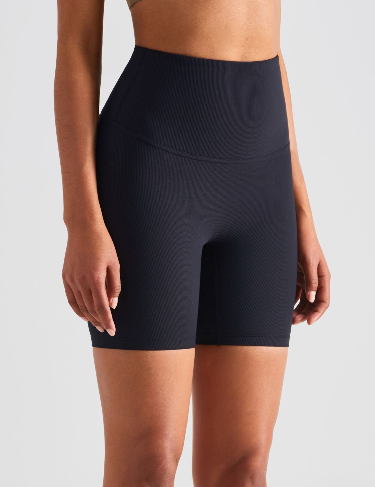 Ribbed High-Rise Seamless Biker Shorts by bornfocus