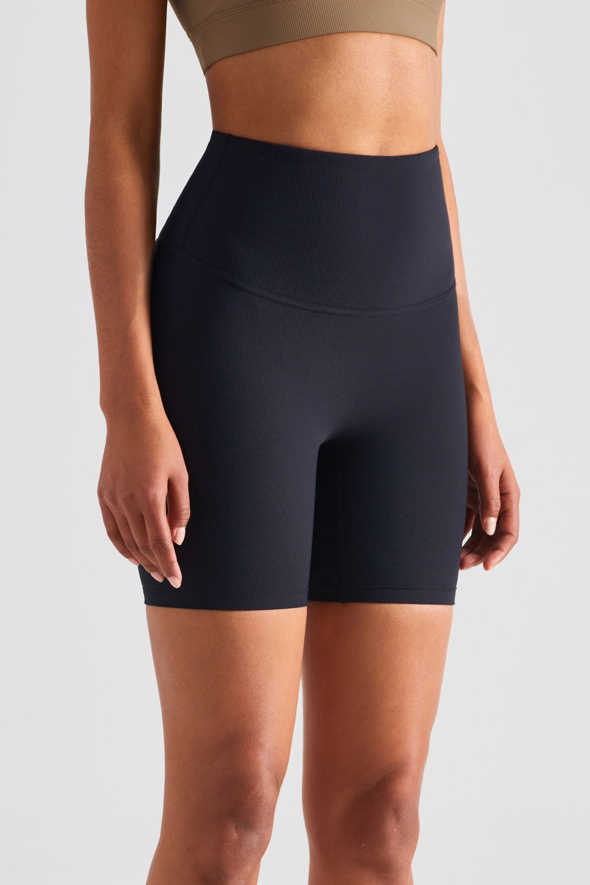 Ribbed High-Rise Seamless Biker Shorts by bornfocus