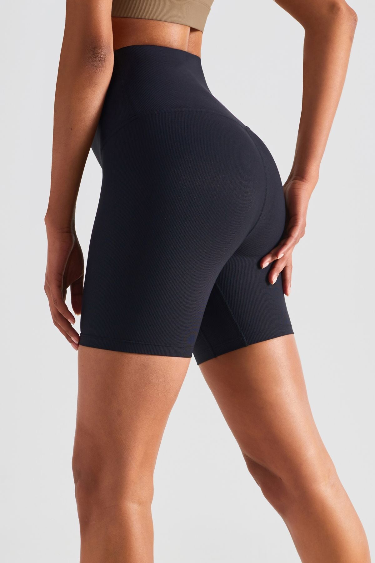 Ribbed High-Rise Seamless Biker Shorts by bornfocus