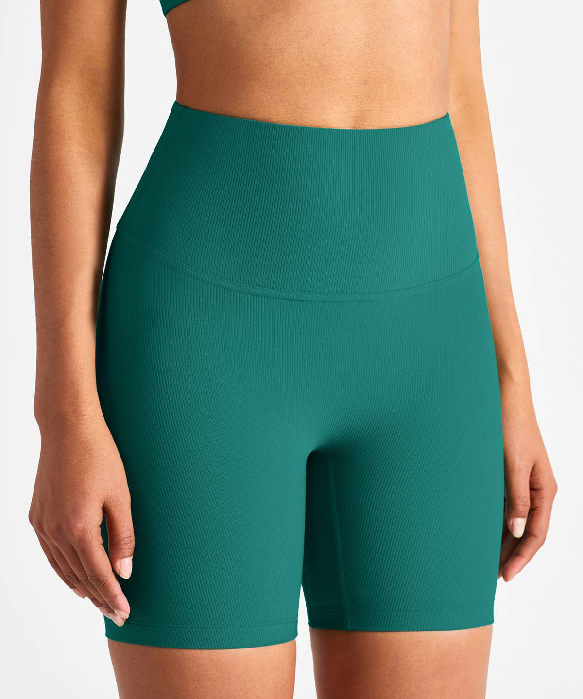 Ribbed High-Rise Seamless Biker Shorts by bornfocus