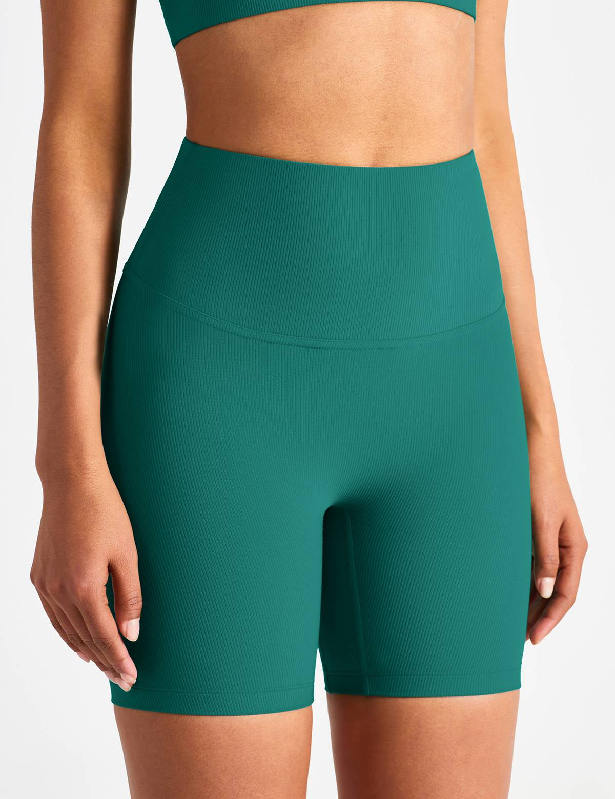 Ribbed High-Rise Seamless Biker Shorts by bornfocus