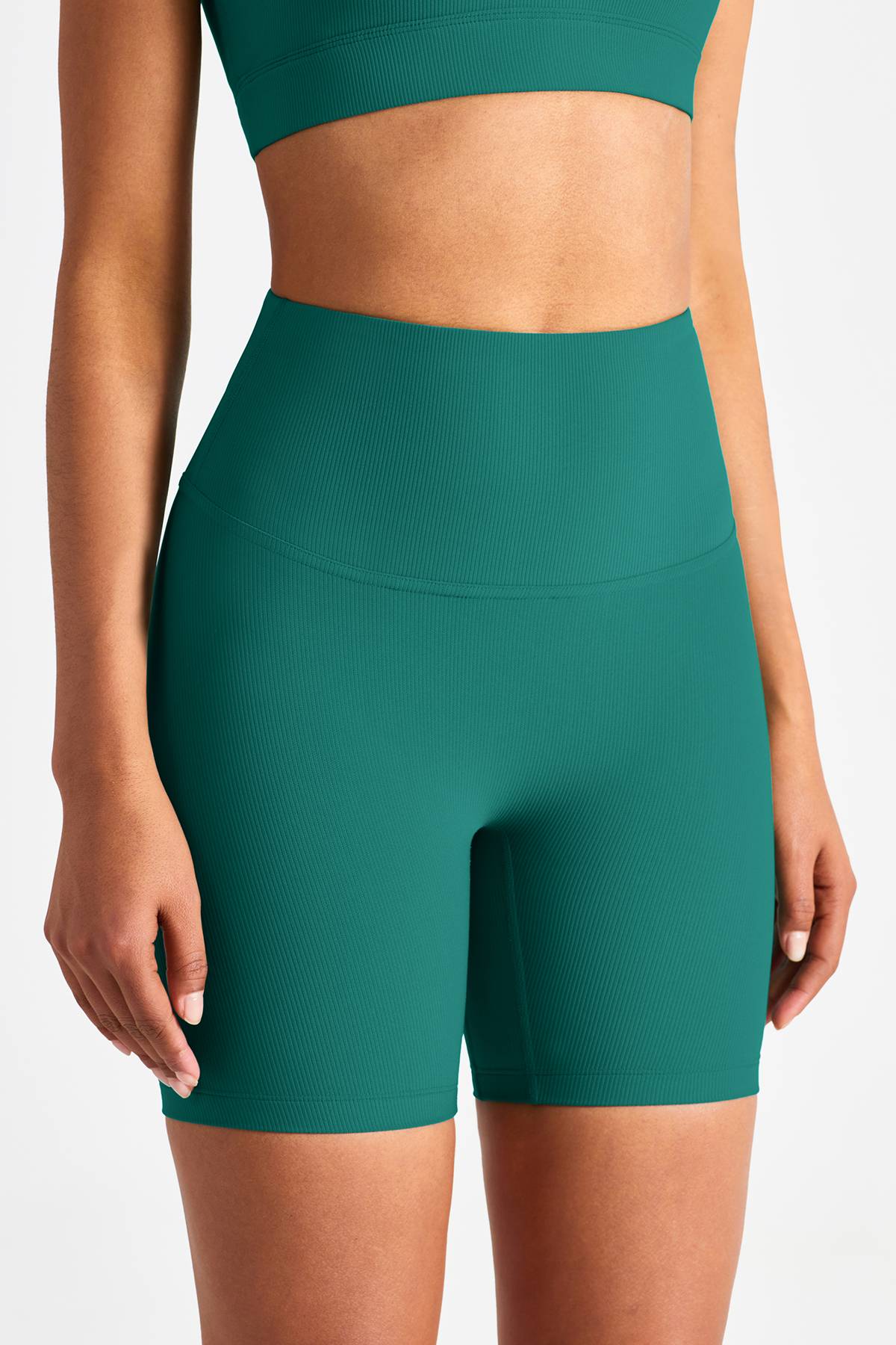 Ribbed High-Rise Seamless Biker Shorts by bornfocus