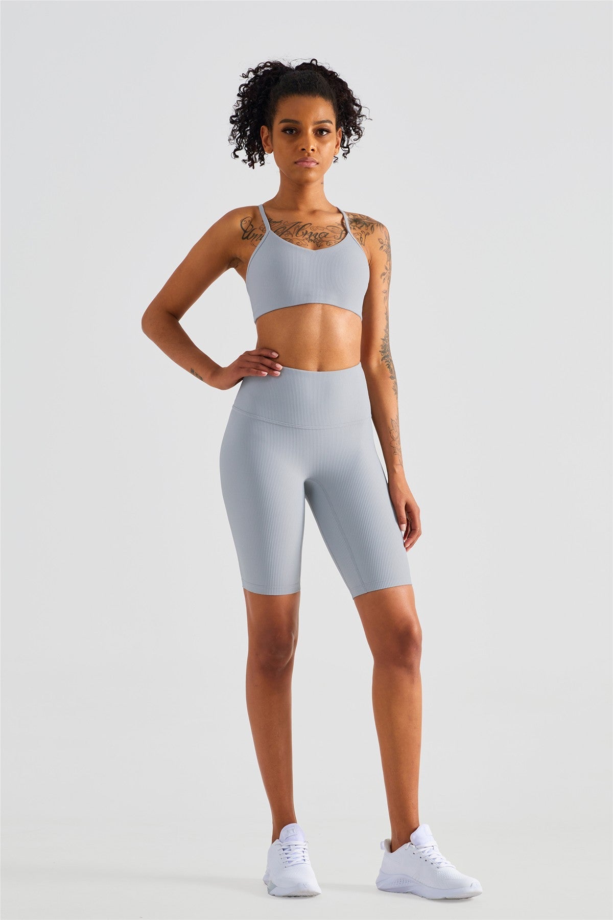 Ribbed Crossover Sports Bra by bornfocus