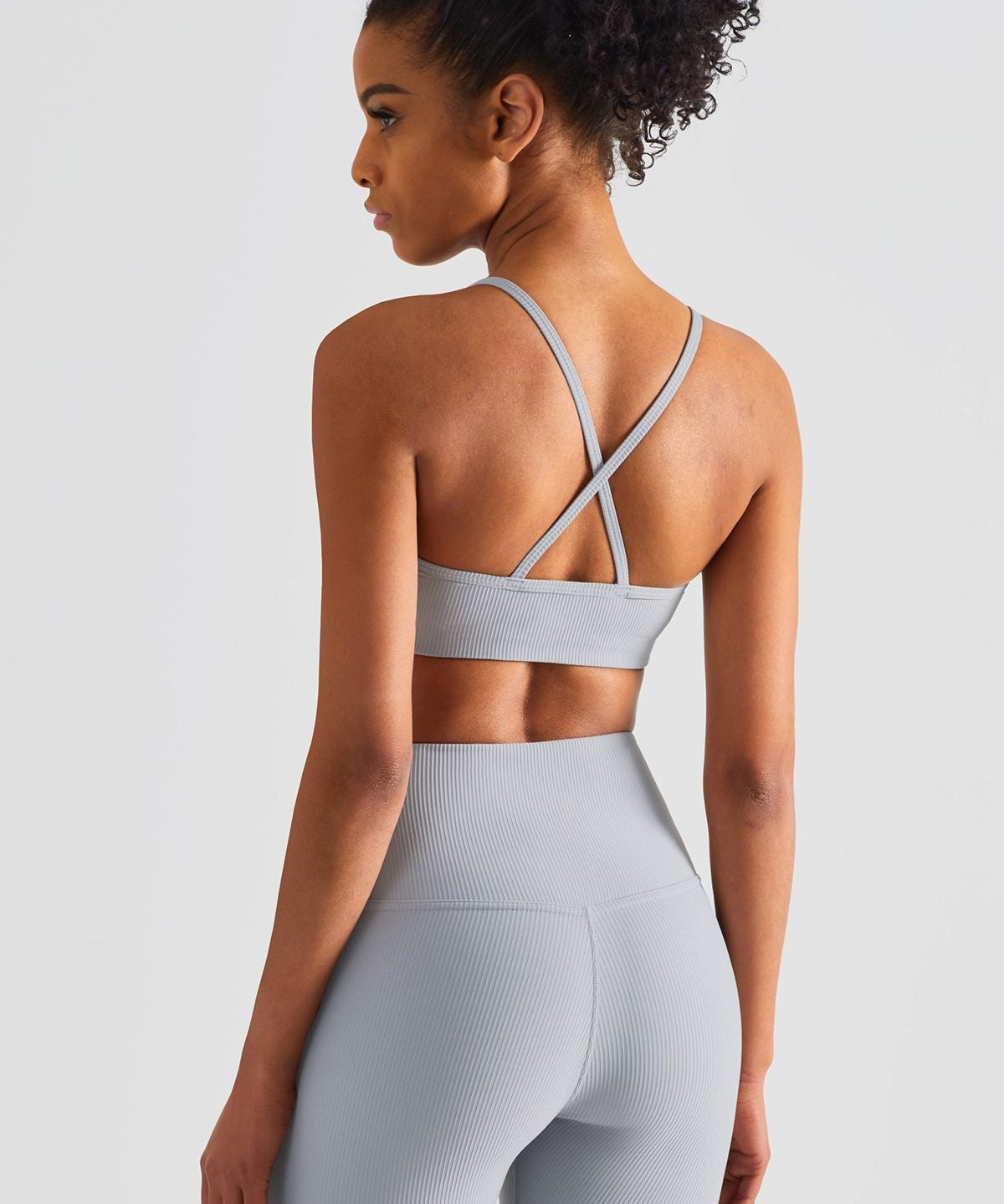 Ribbed Crossover Sports Bra by bornfocus