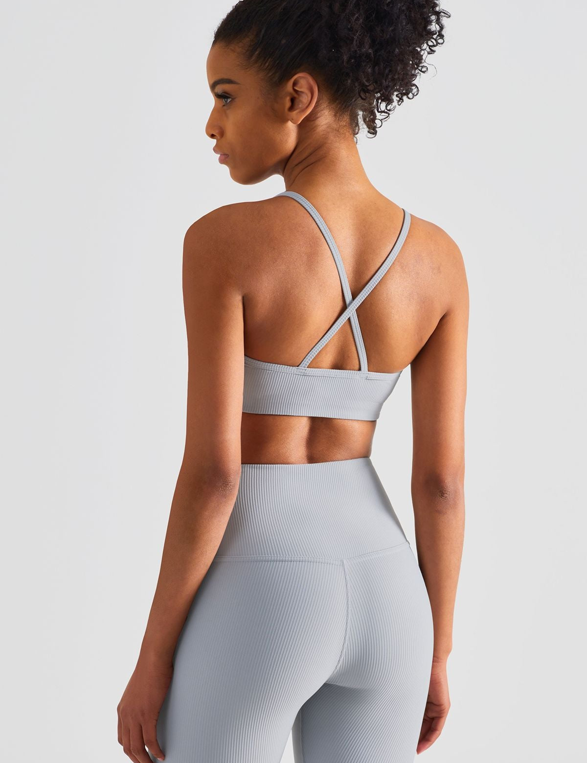 Ribbed Crossover Sports Bra by bornfocus