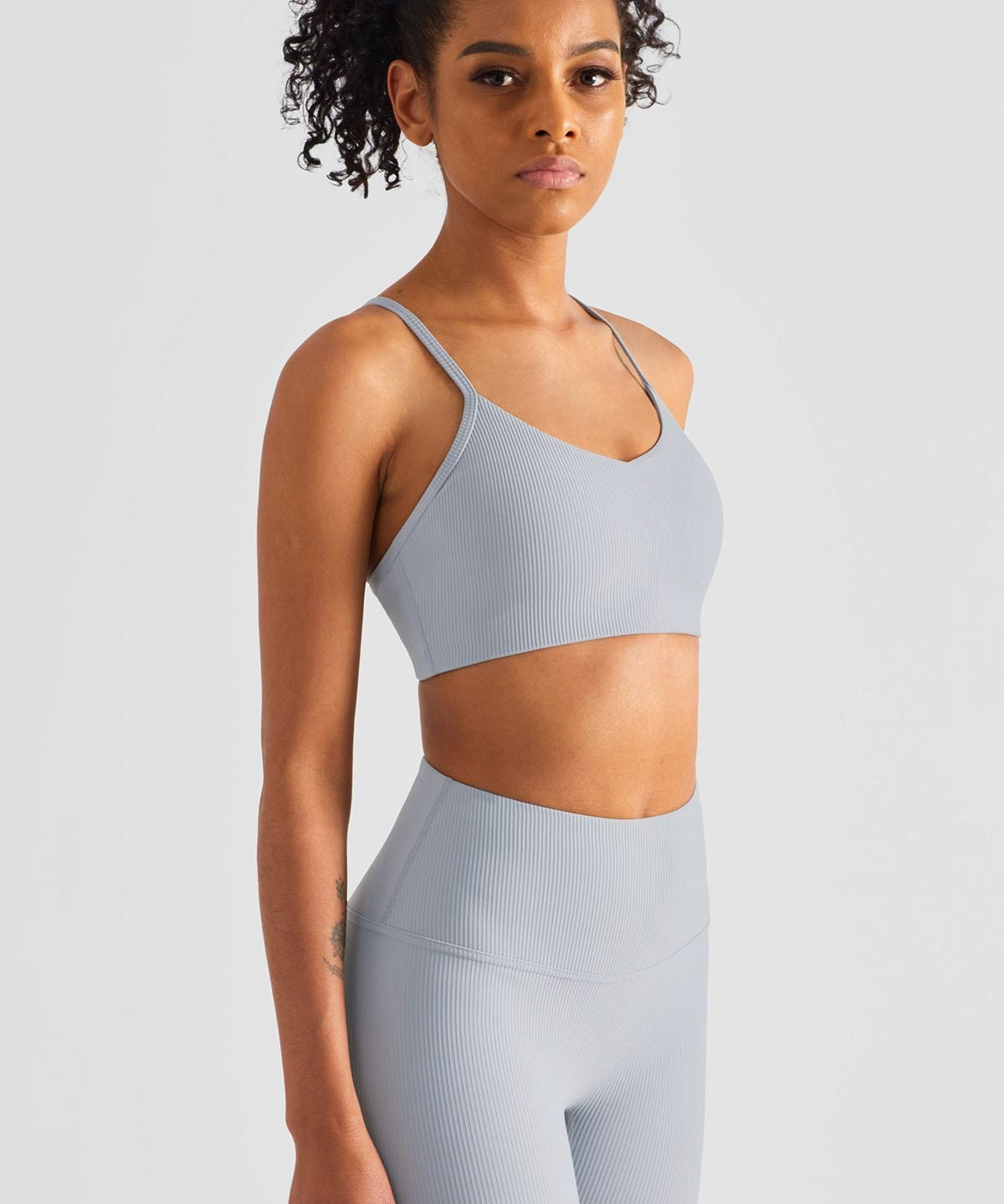 Ribbed Crossover Sports Bra by bornfocus