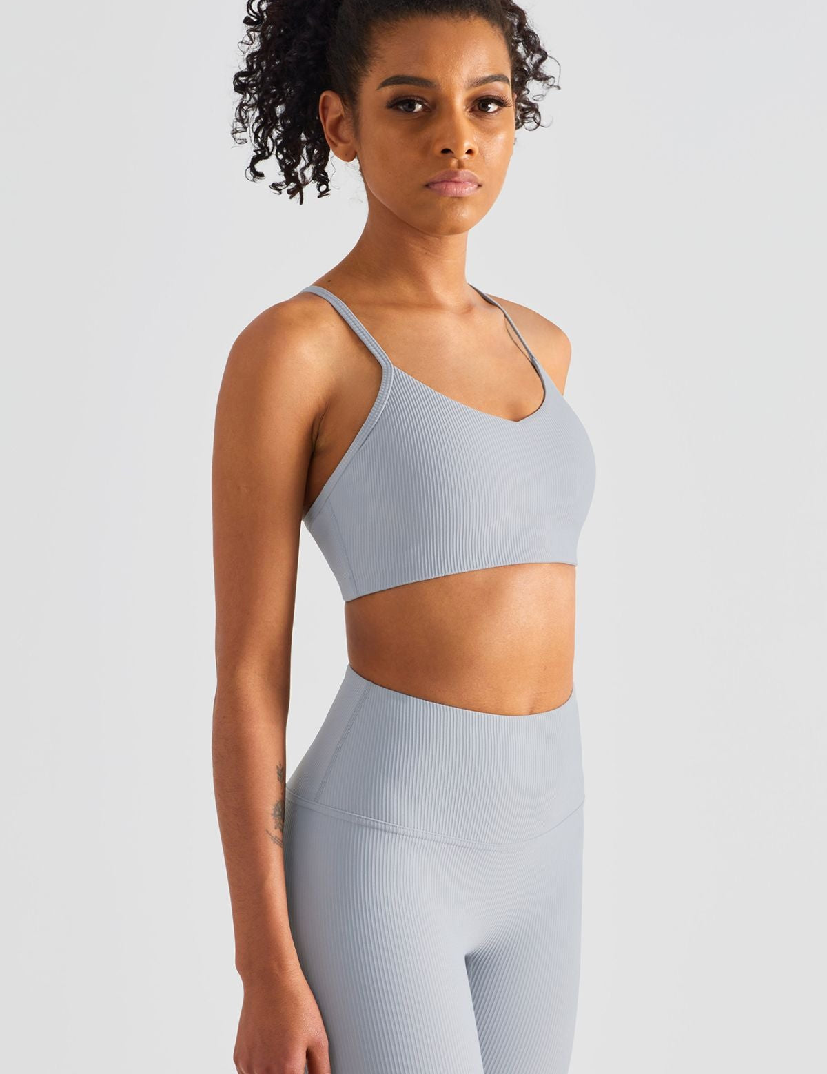 Ribbed Crossover Sports Bra by bornfocus