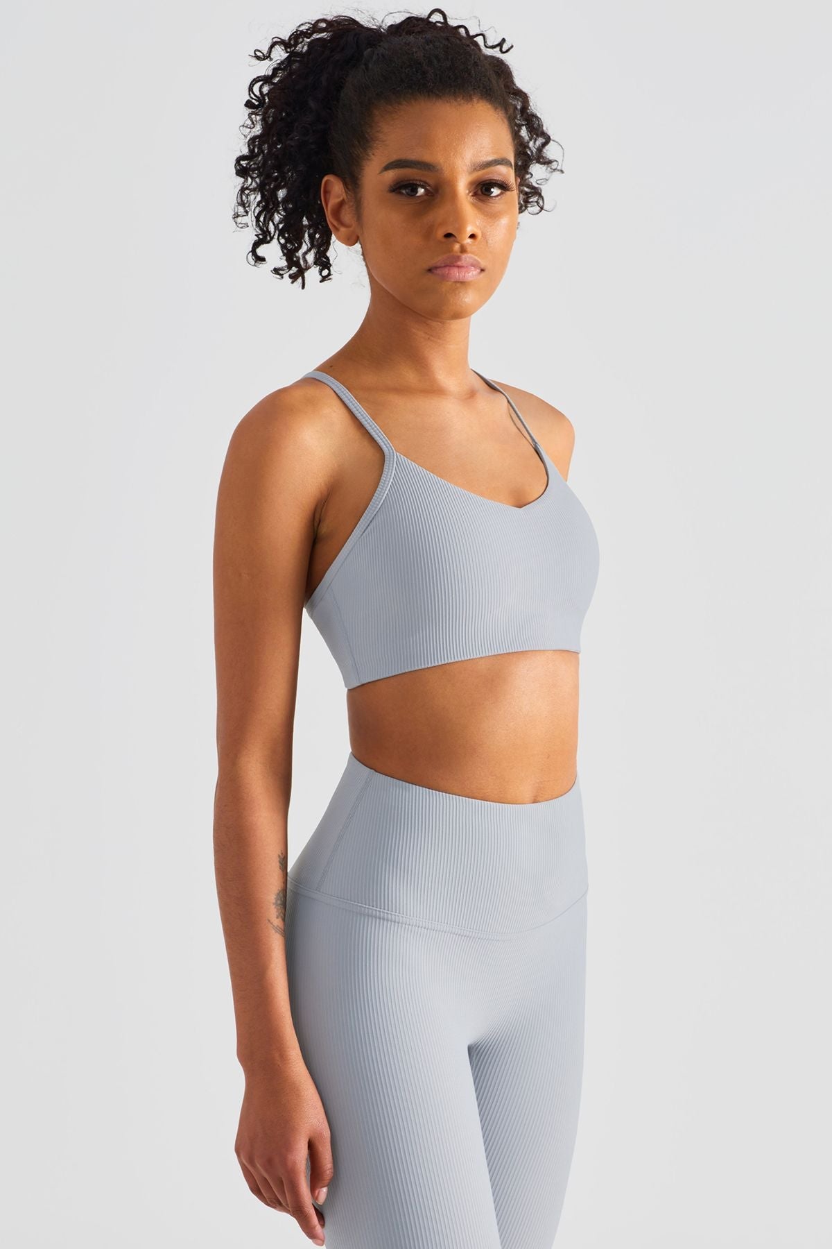 Ribbed Crossover Sports Bra by bornfocus