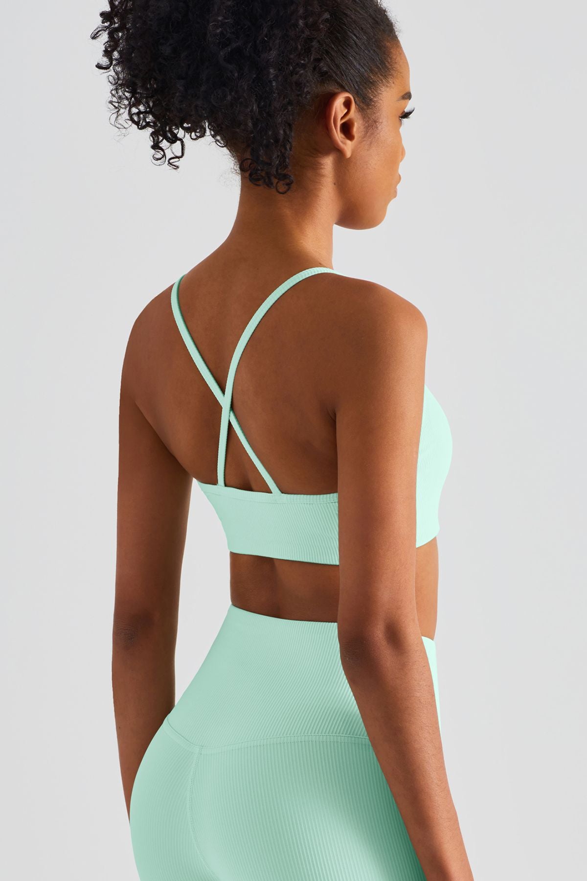 Ribbed Crossover Sports Bra by bornfocus