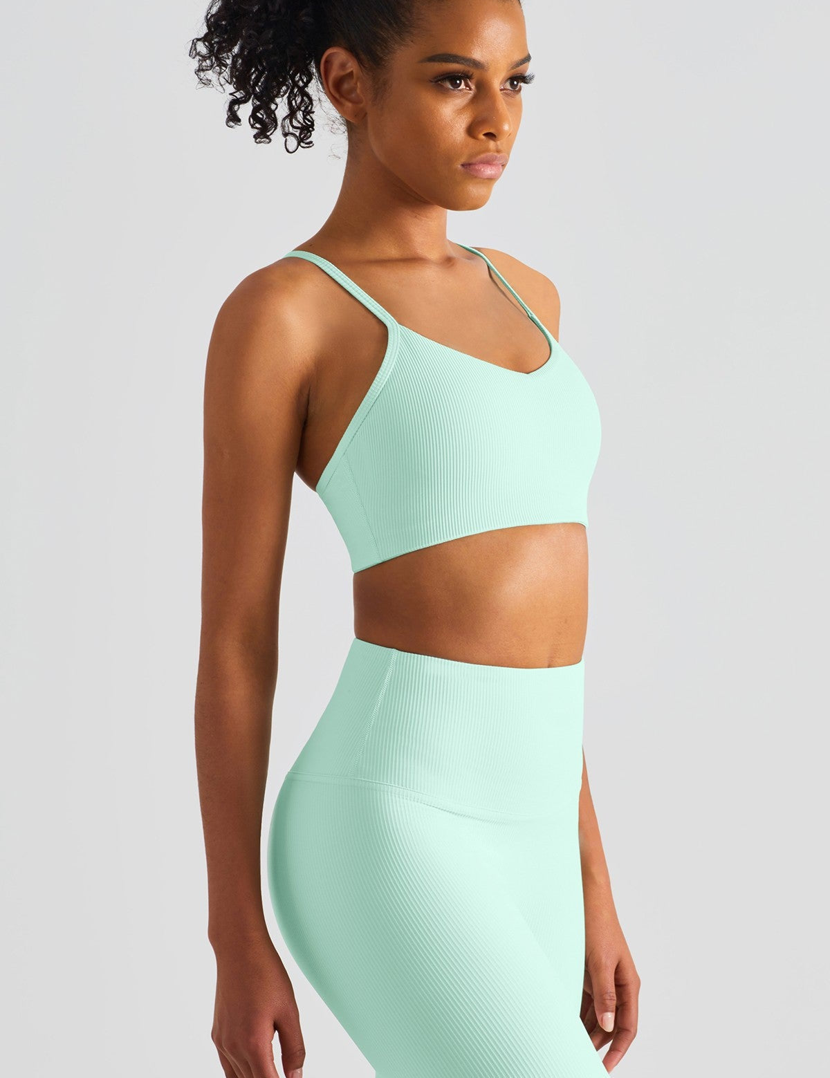 Ribbed Crossover Sports Bra by bornfocus