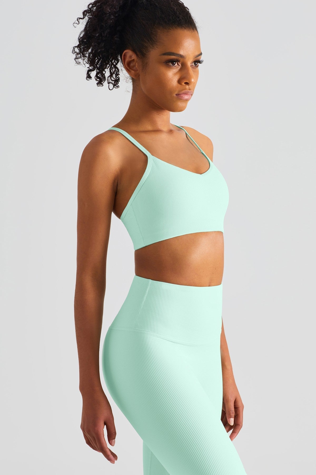 Ribbed Crossover Sports Bra by bornfocus