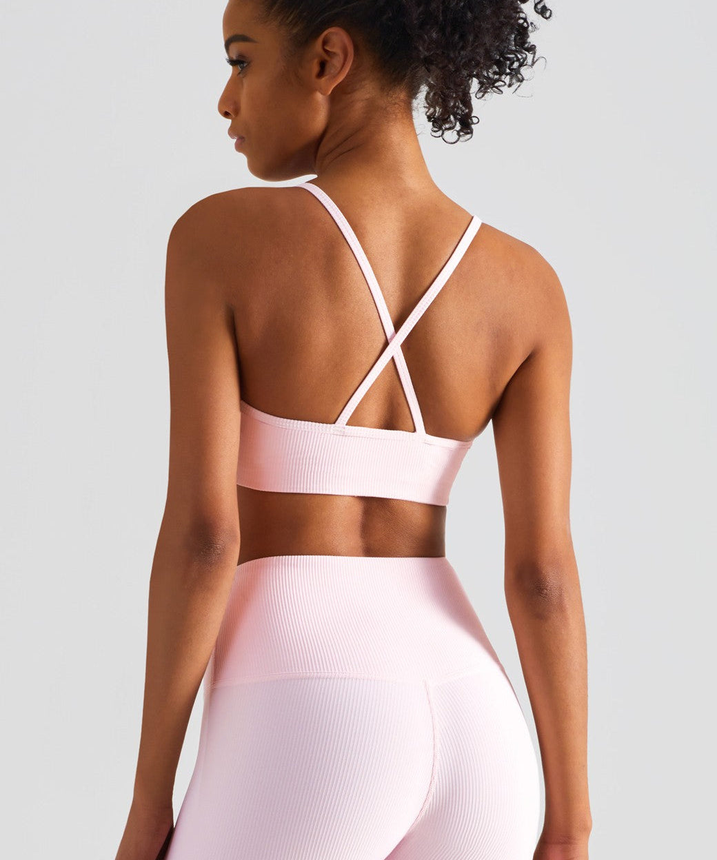 Ribbed Crossover Sports Bra by bornfocus