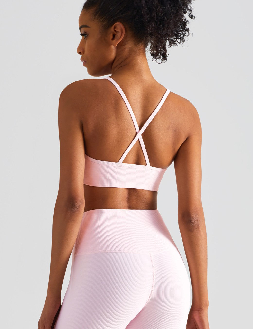 Ribbed Crossover Sports Bra by bornfocus