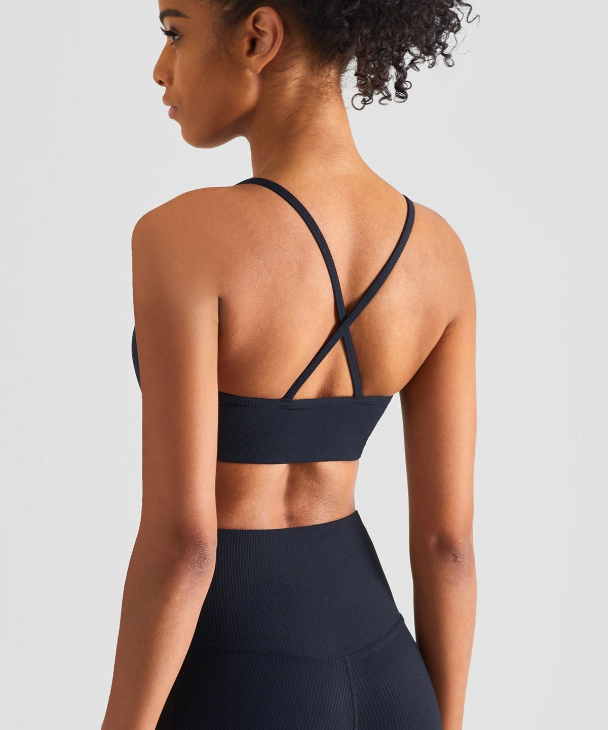 Ribbed Crossover Sports Bra by bornfocus