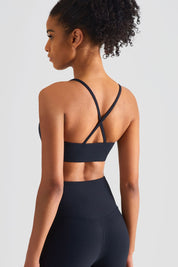 Ribbed Crossover Sports Bra by bornfocus