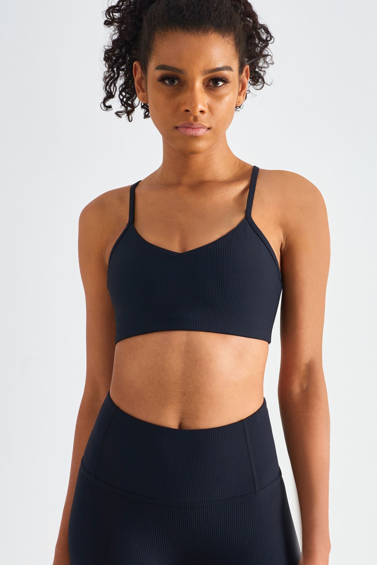 Ribbed Crossover Sports Bra by bornfocus