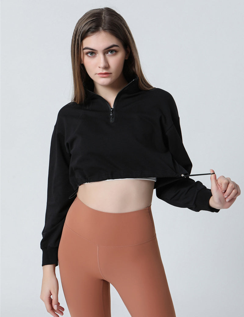 Half-zip Stand-up Collar Sweatshirt by bornfocus