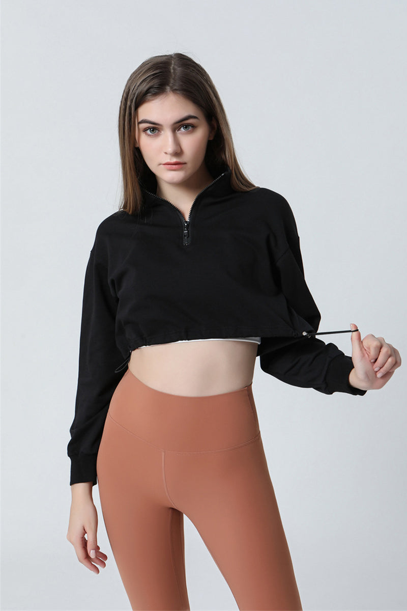 Half-zip Stand-up Collar Sweatshirt by bornfocus