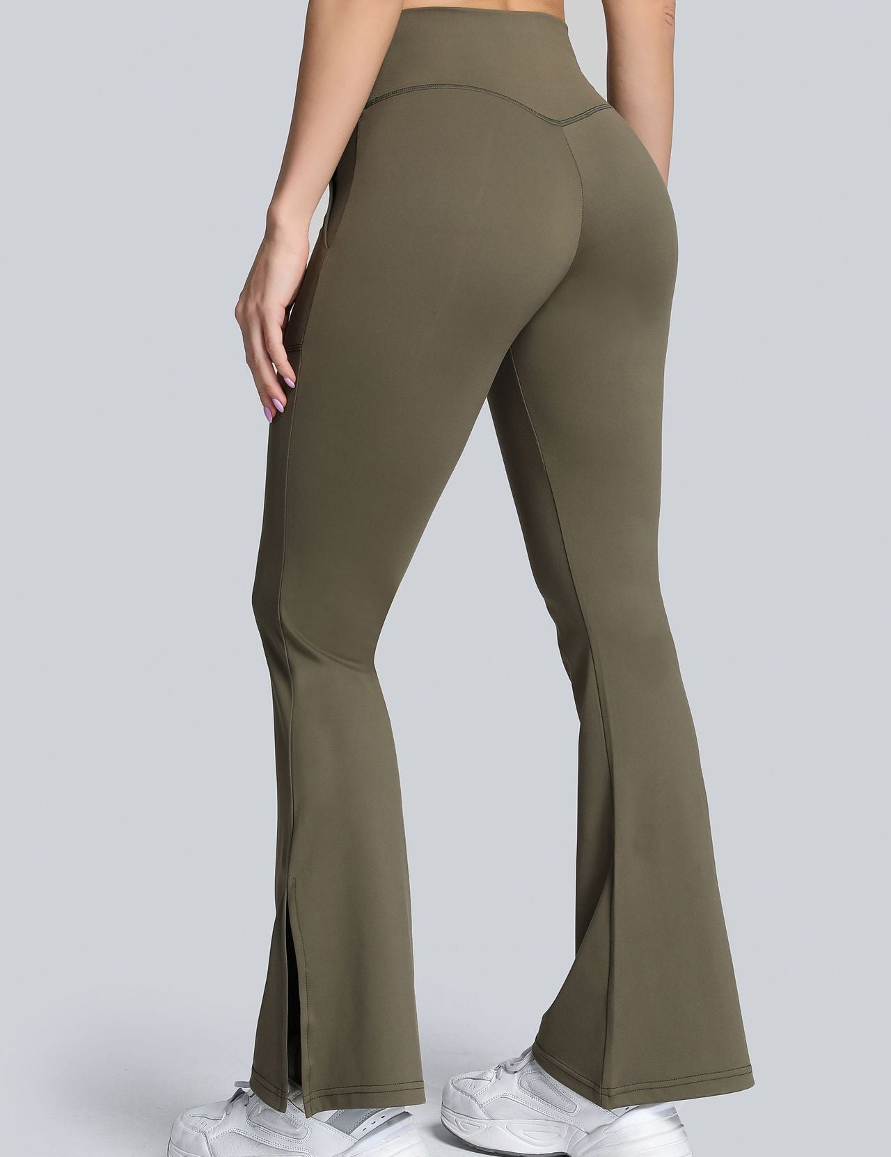 High Waist Crossover Bootcut Leggings by bornfocus