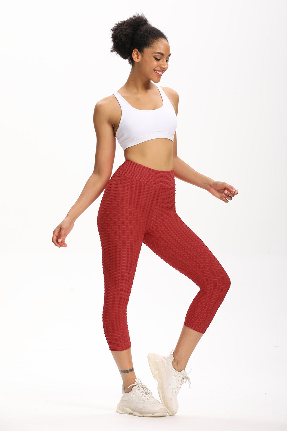 High Waisted Cropped Butt Lifting TikTok Leggings by bornfocus