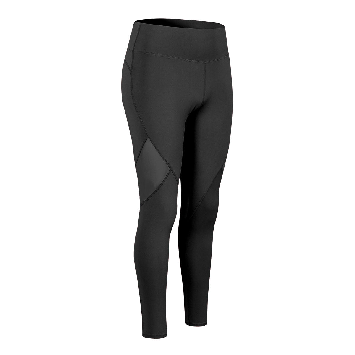 High-Waist Mesh Insert Ankle Leggings by bornfocus