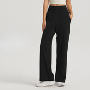 Straight Wide-leg Pants High With Pockets by bornfocus