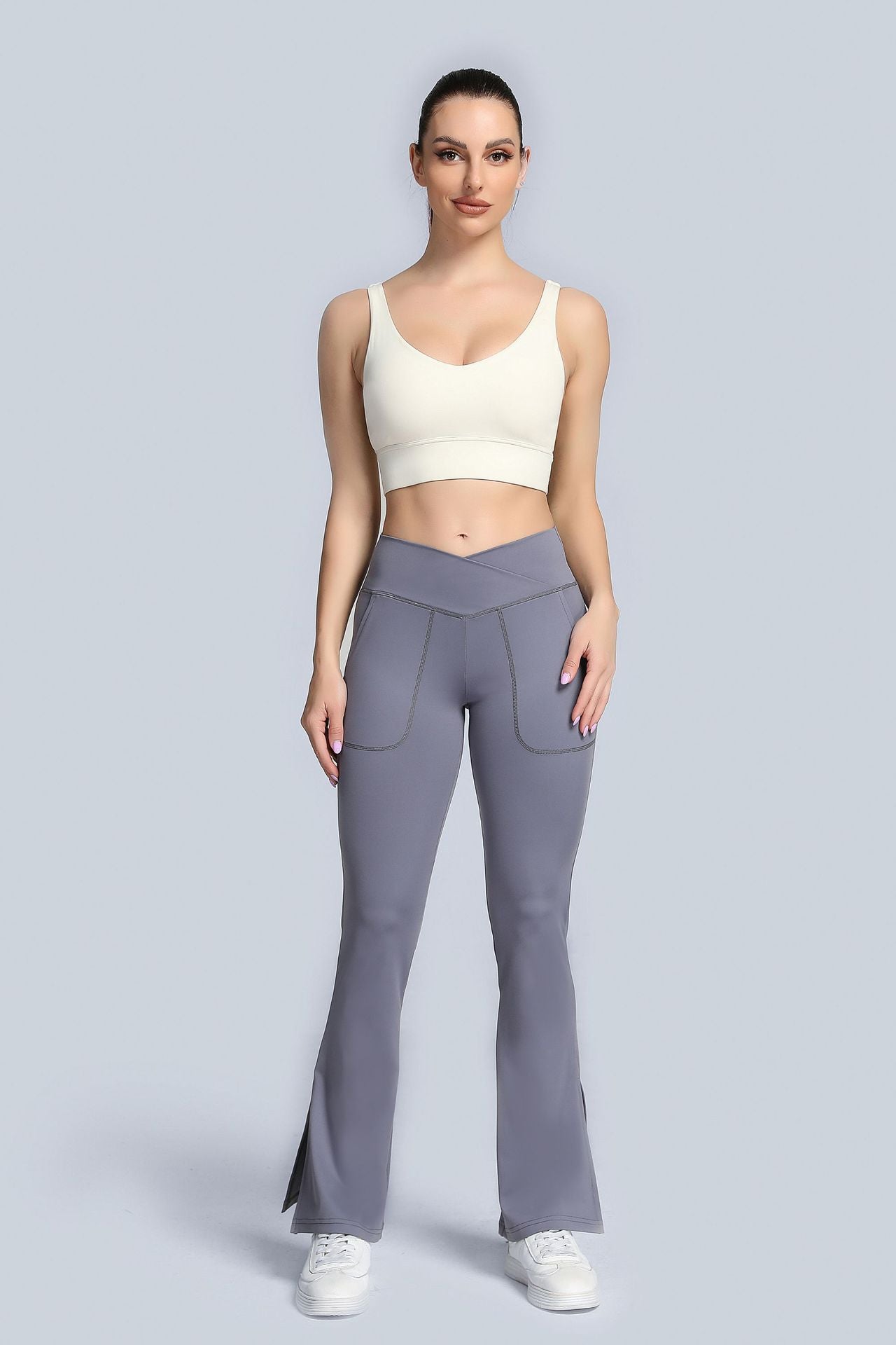 High Waist Crossover Bootcut Leggings by bornfocus