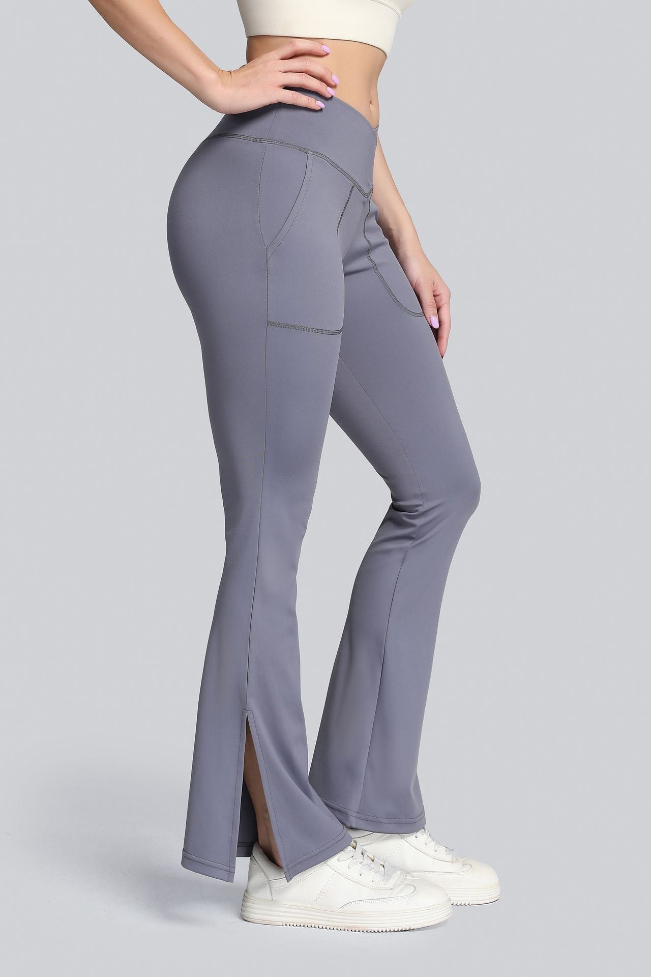 High Waist Crossover Bootcut Leggings by bornfocus