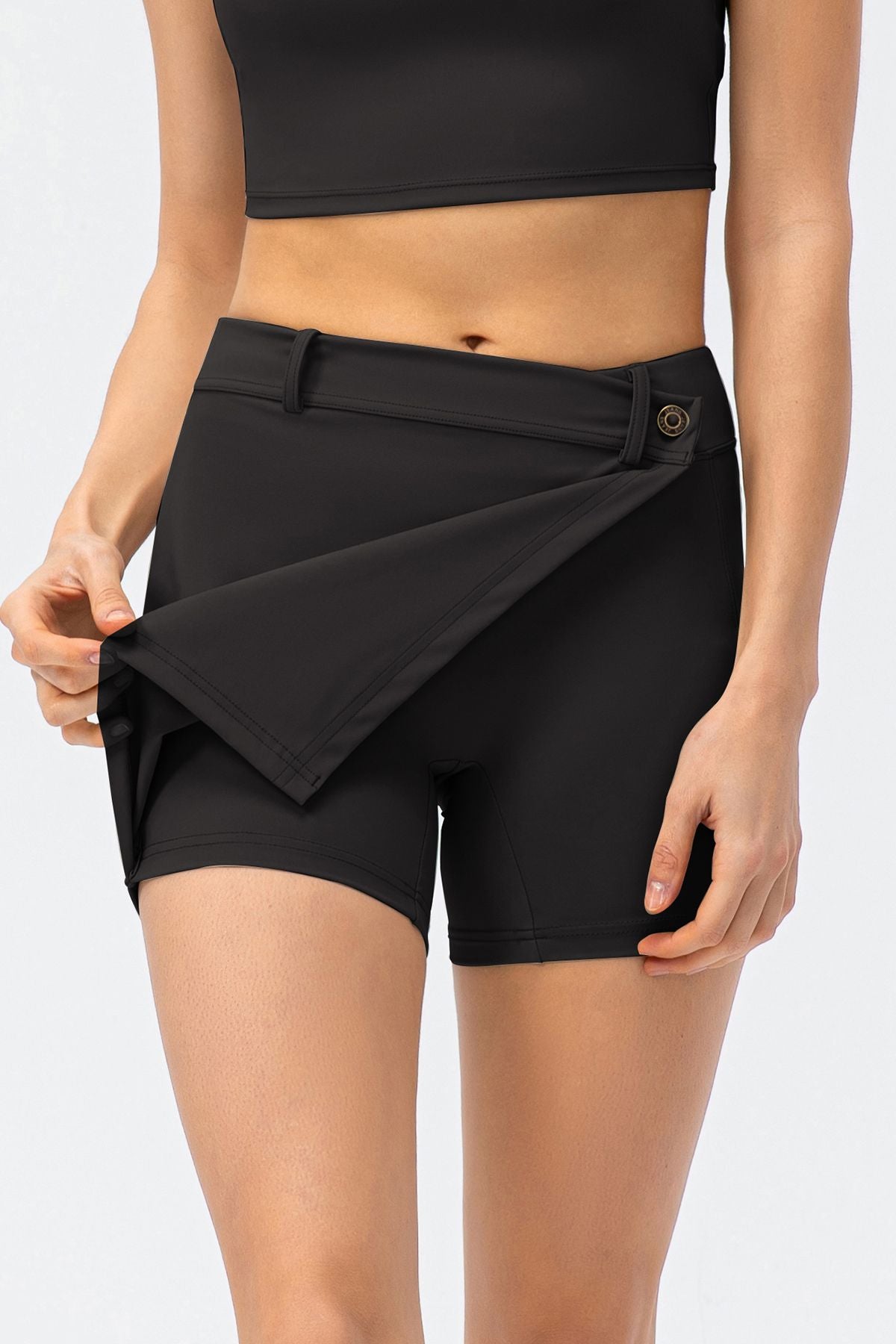 Mid-Waist Split Front Skort by bornfocus