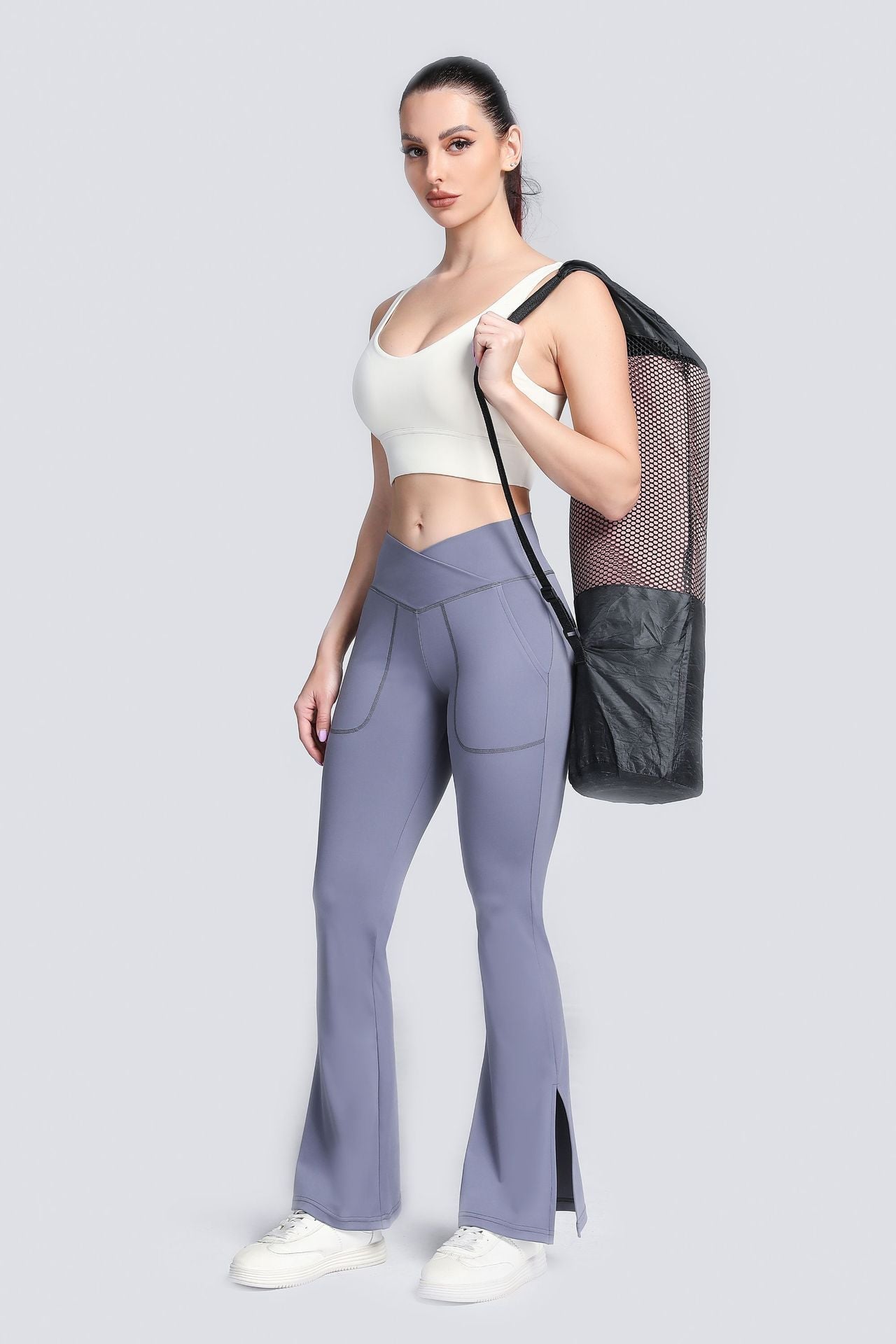 High Waist Crossover Bootcut Leggings by bornfocus