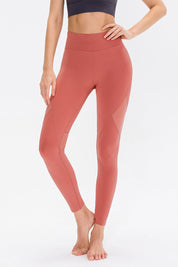 High-Waist Mesh Insert Ankle Leggings by bornfocus