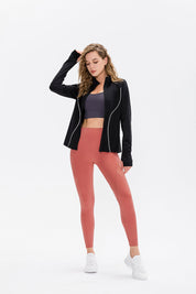 High-Waist Mesh Insert Ankle Leggings by bornfocus