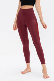 High-Waist Mesh Insert Ankle Leggings by bornfocus