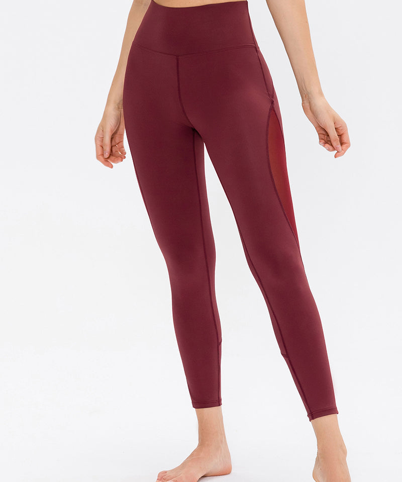 High-Waist Mesh Insert Ankle Leggings by bornfocus