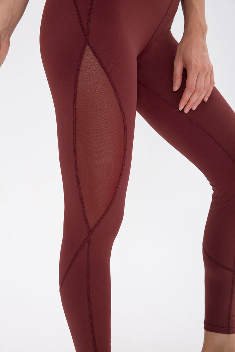 High-Waist Mesh Insert Ankle Leggings by bornfocus