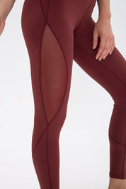 High-Waist Mesh Insert Ankle Leggings by bornfocus