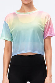 Crew Neck Cropped Short Sleeve T-Shirt Sheer by bornfocus