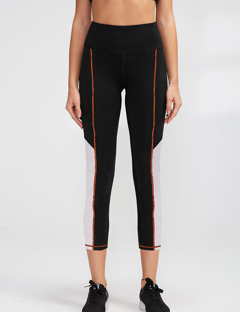 High-Rise Mesh Insert Capri Legging by bornfocus