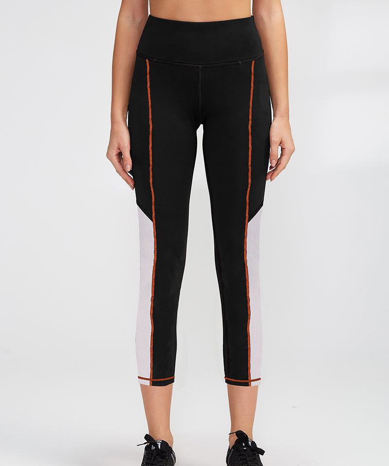 High-Rise Mesh Insert Capri Legging by bornfocus