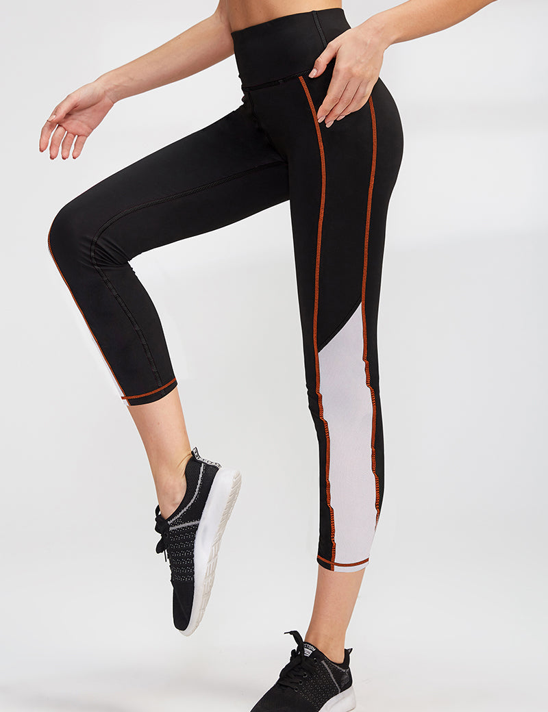 High-Rise Mesh Insert Capri Legging by bornfocus