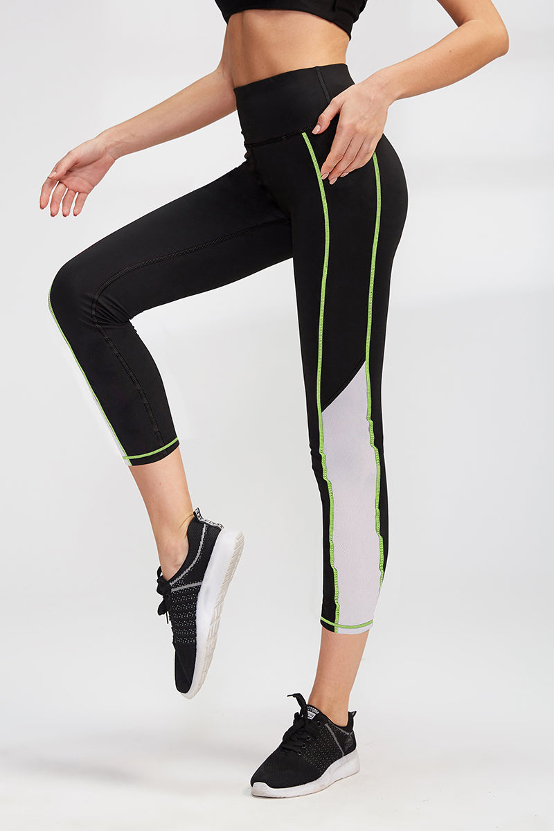 High-Rise Mesh Insert Capri Legging by bornfocus