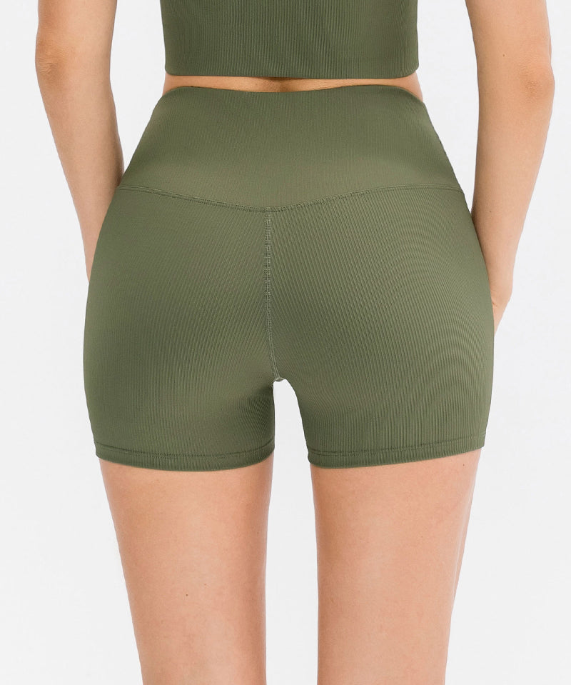 Ribbed High-Rise Seamless Shorts by bornfocus