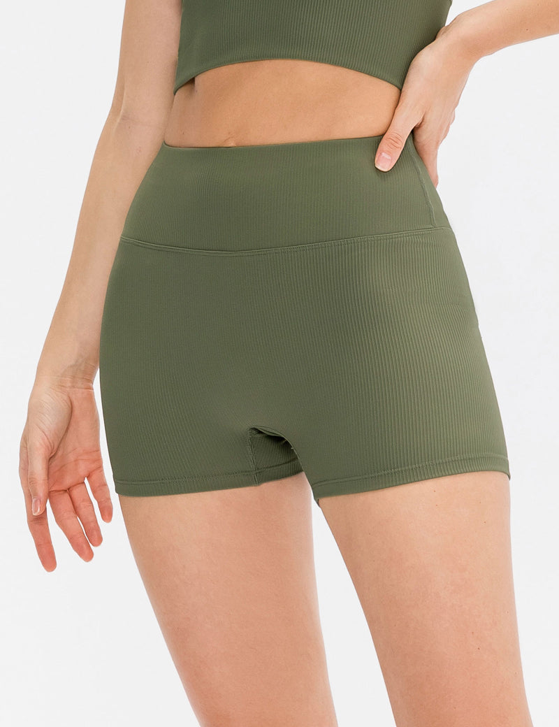 Ribbed High-Rise Seamless Shorts by bornfocus