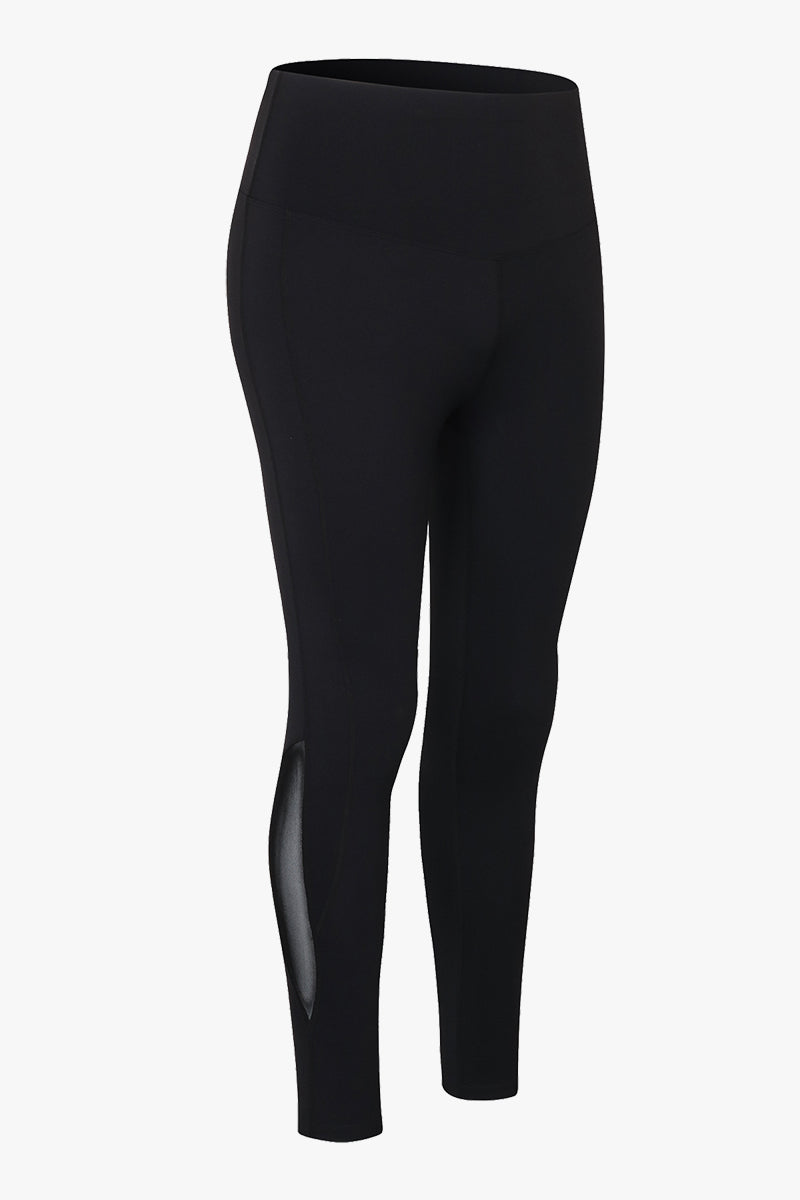 Mesh Insert High-Rise Ankle Leggings by bornfocus