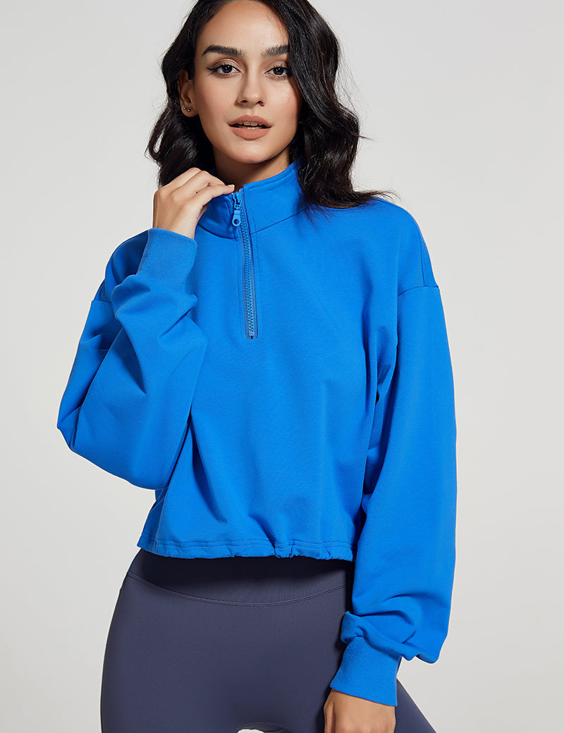 Half-zip Stand-up Collar Sweatshirt by bornfocus