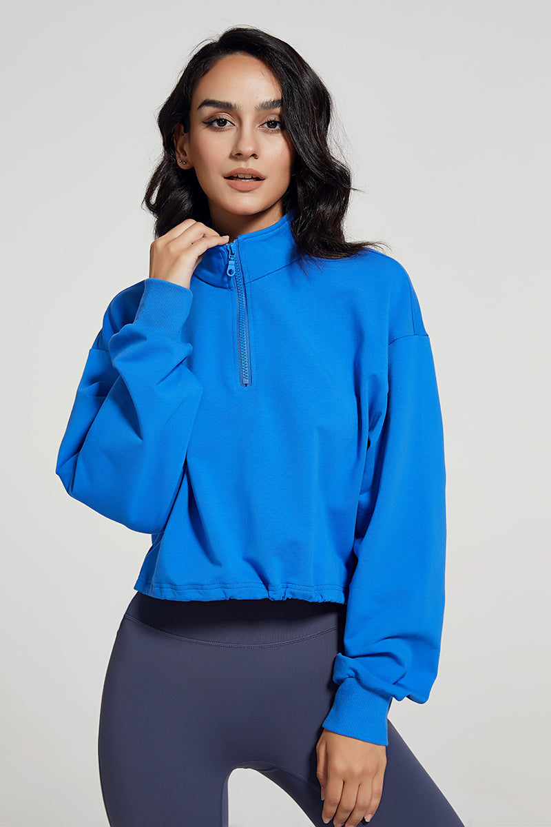 Half-zip Stand-up Collar Sweatshirt by bornfocus